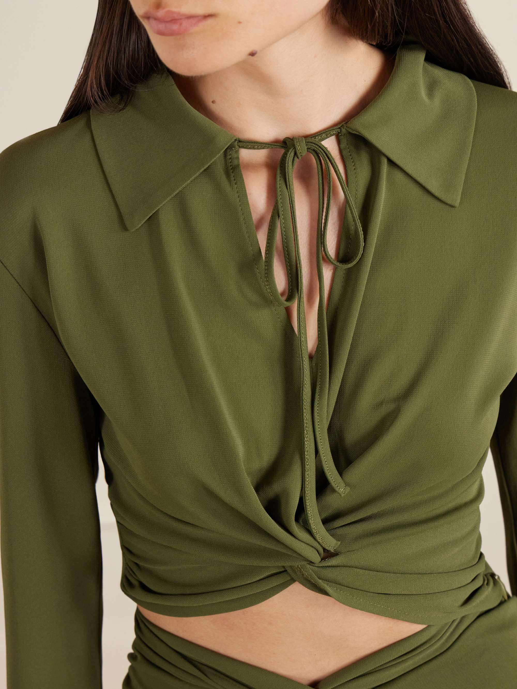 VIOLANTE NESSI Gathered knotted cropped top | NET-A-PORTER