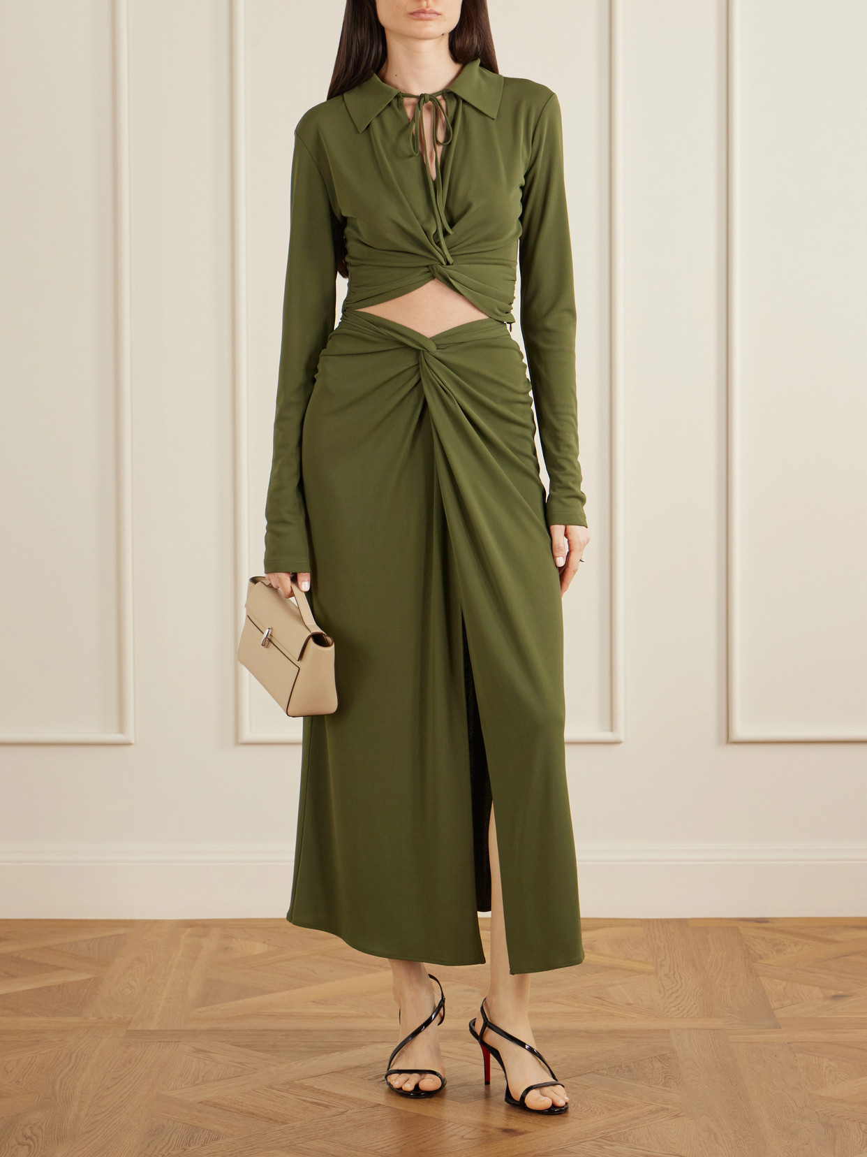 Gathered Knotted Cropped Top