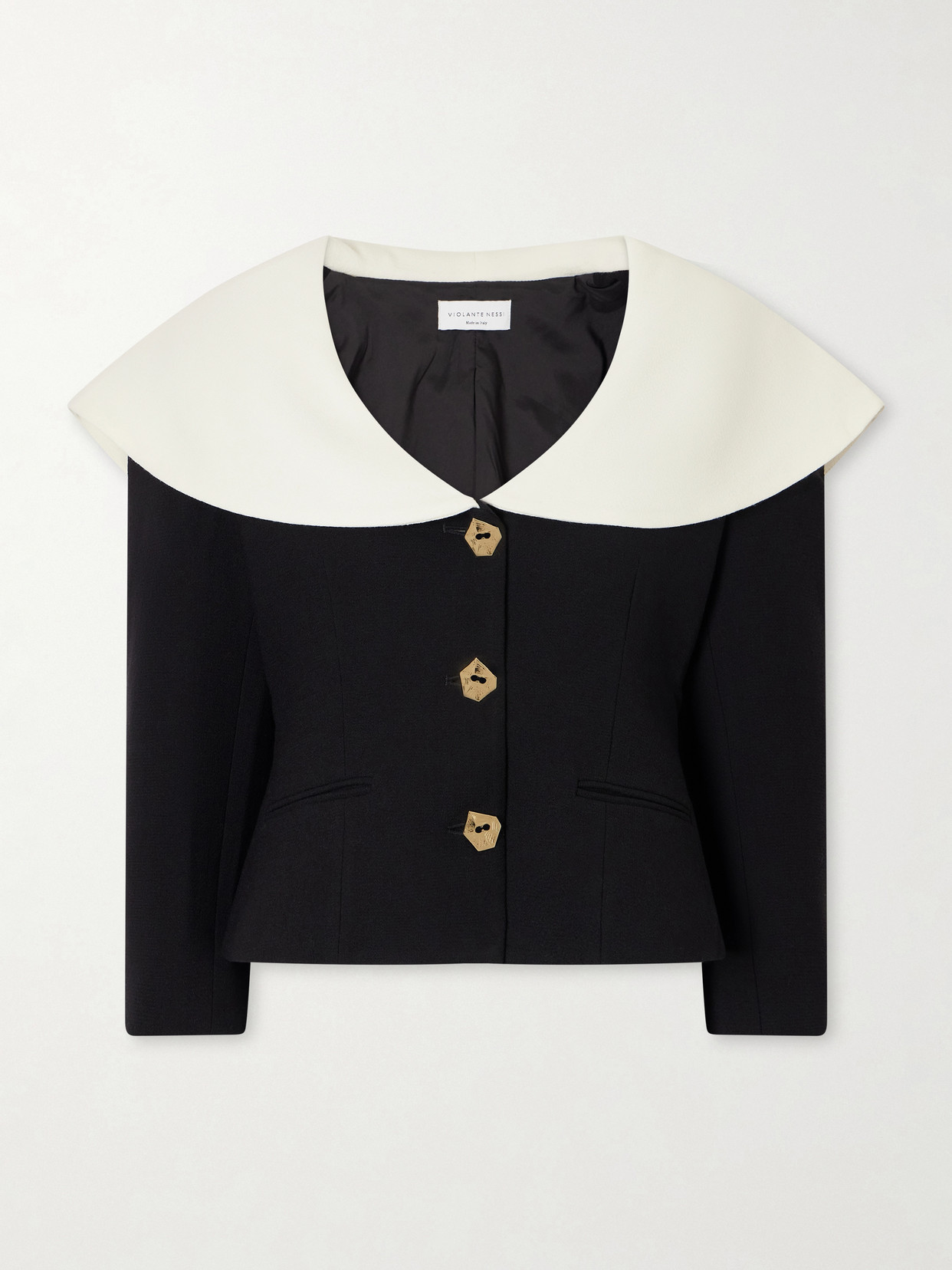 Violante Nessi Manuela Embellished Wool Jacket In Black