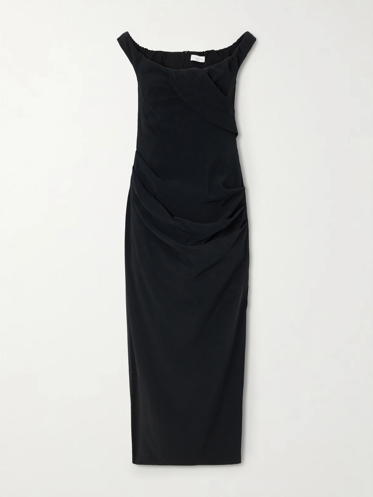 Violante Nessi Aurel Gathered Crepe Midi Dress In Black