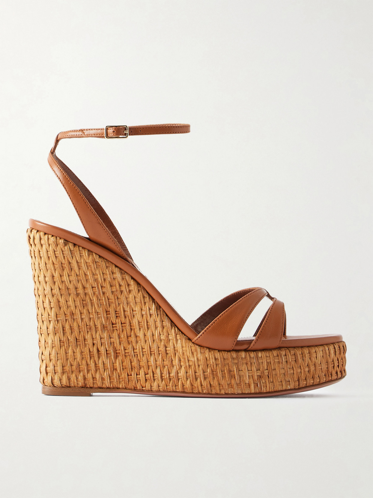 Aquazzura You And I 110 Leather Wedge Sandals In Brown