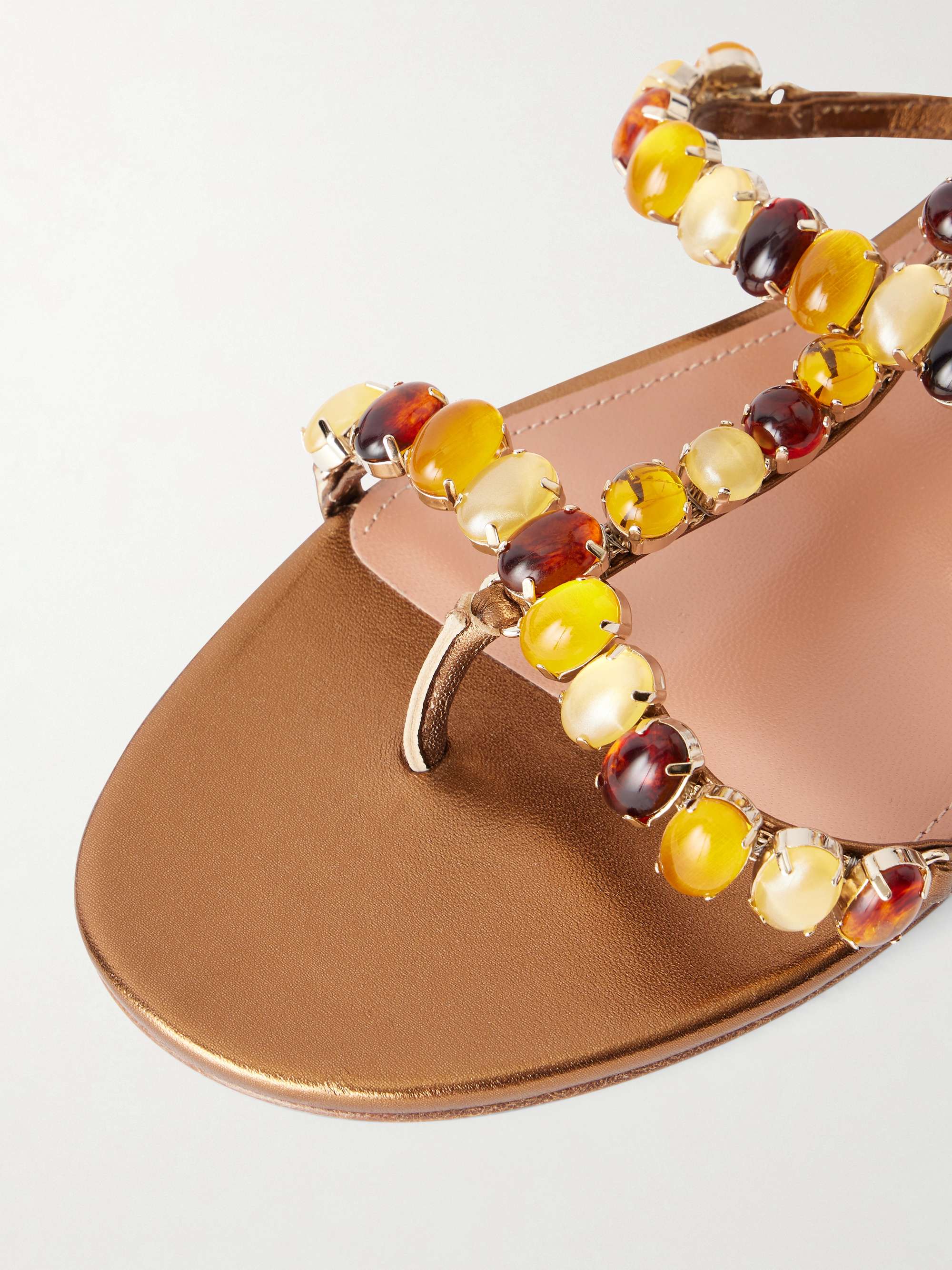 AQUAZZURA Mystic Stone embellished leather sandals | NET-A-PORTER