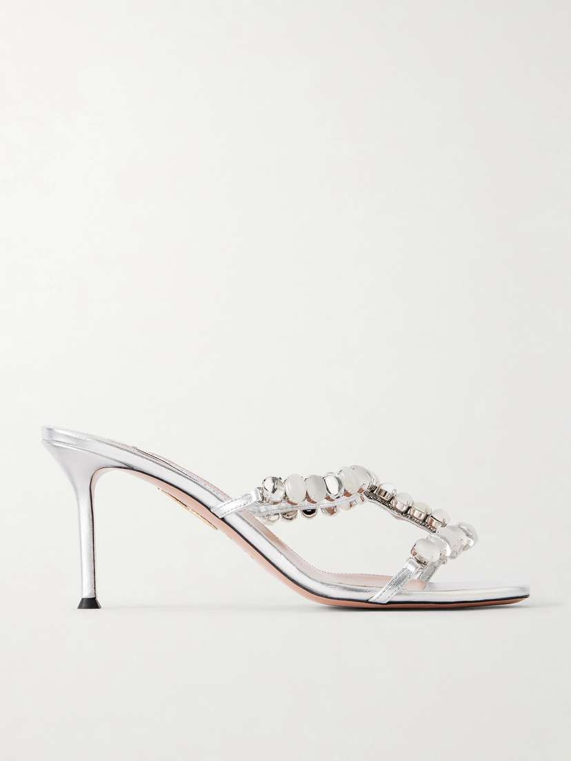 Aquazzura Mystic Stone 75 Embellished Mules