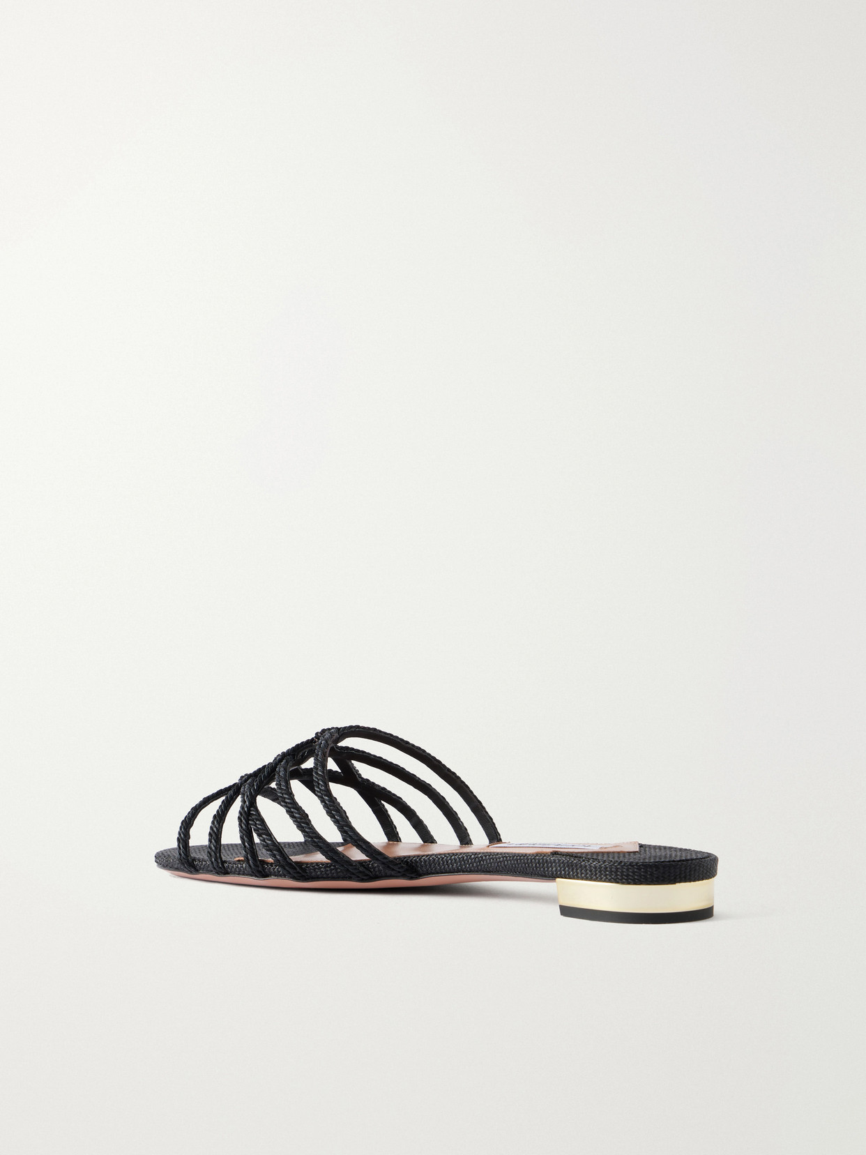 Luna Raffia-Trimmed Cord Slides