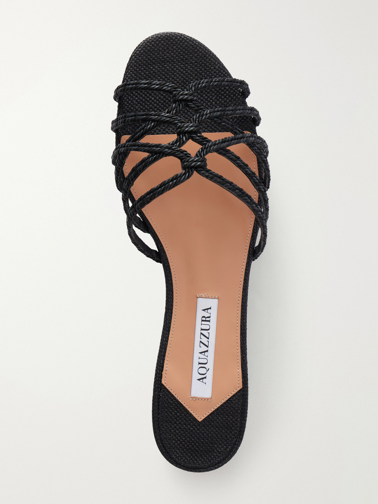 Luna Raffia-Trimmed Cord Slides