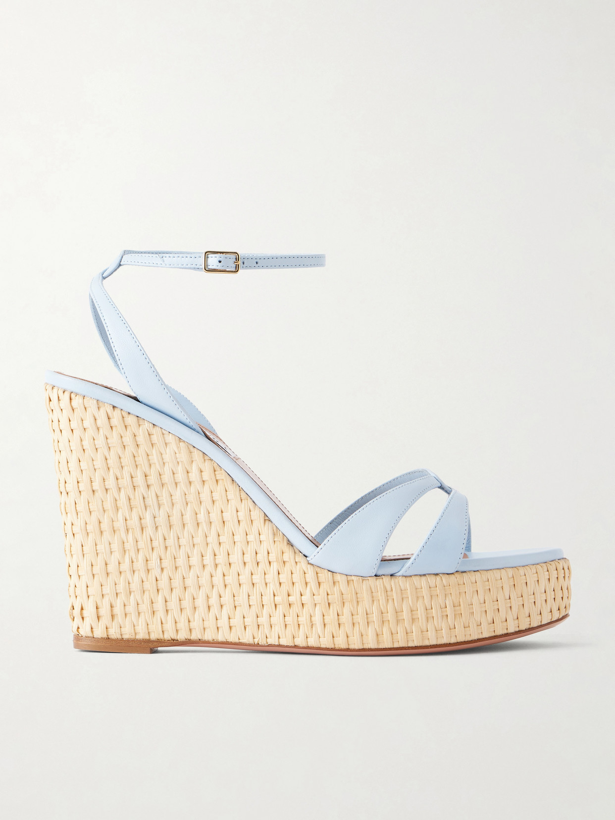 Aquazzura You And I 110 Leather Wedge Sandals In Blue