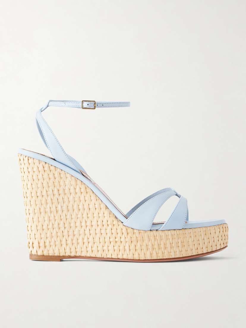 Aquazzura You And I 110 Leather Wedge Sandals