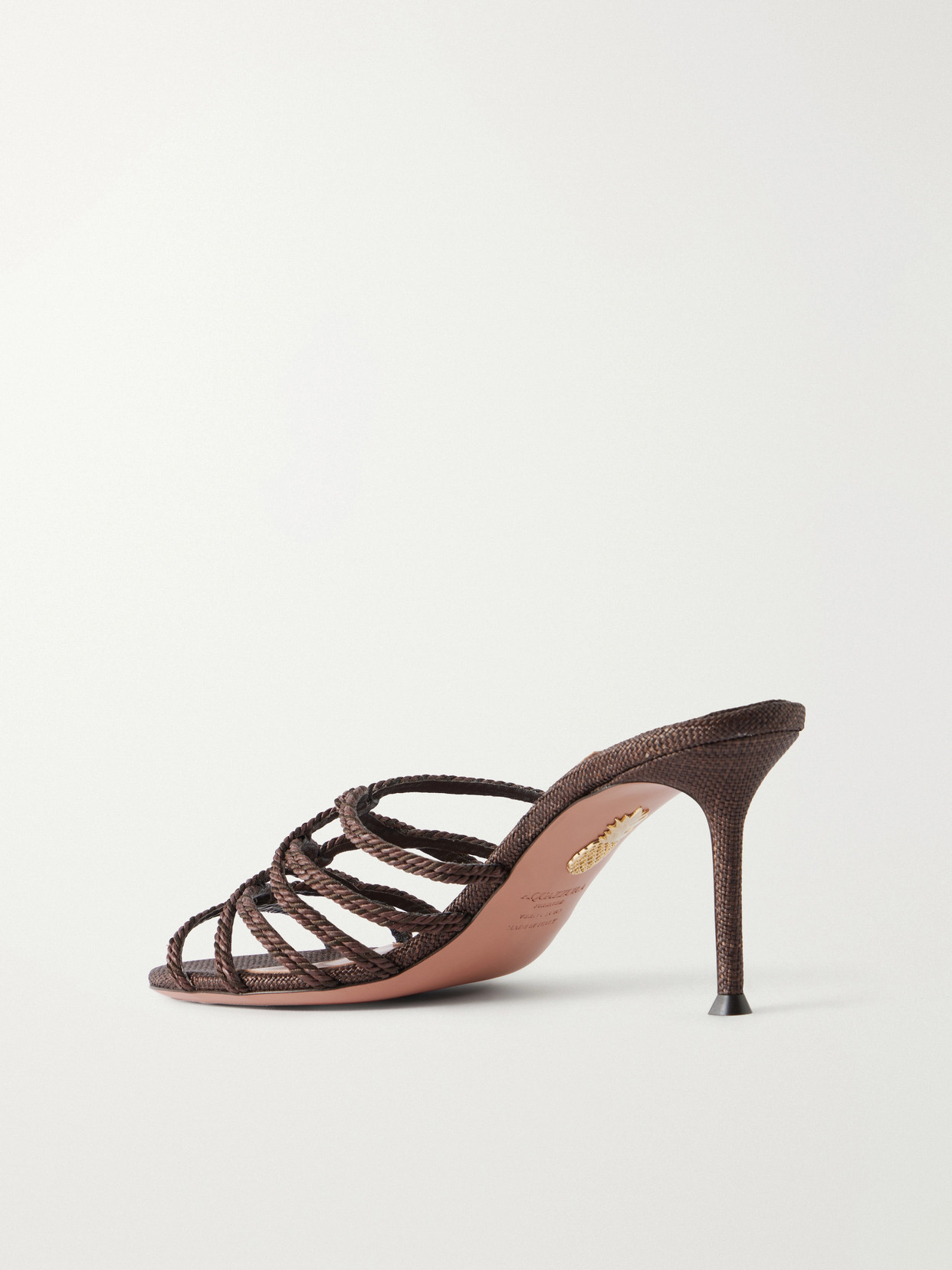Luna Rope 75 Raffia-Trimmed Cord Mules