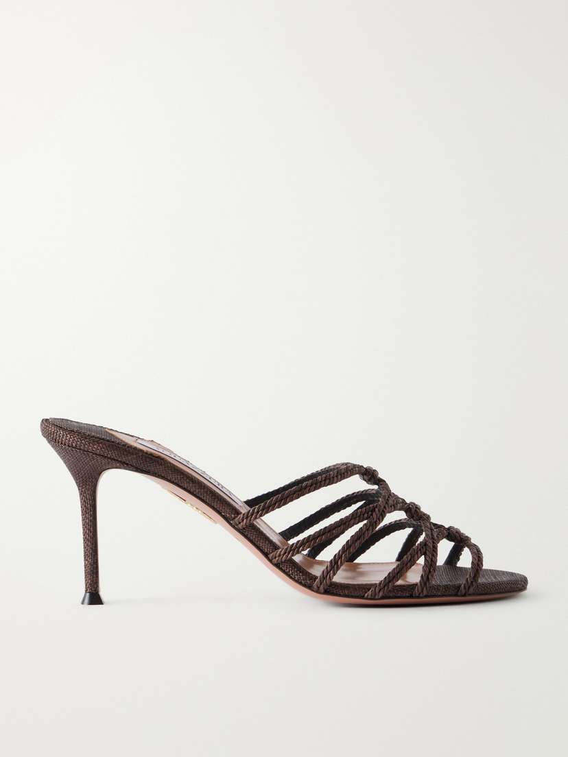 Aquazzura Luna Rope 75 Raffia-trimmed Cord Mules