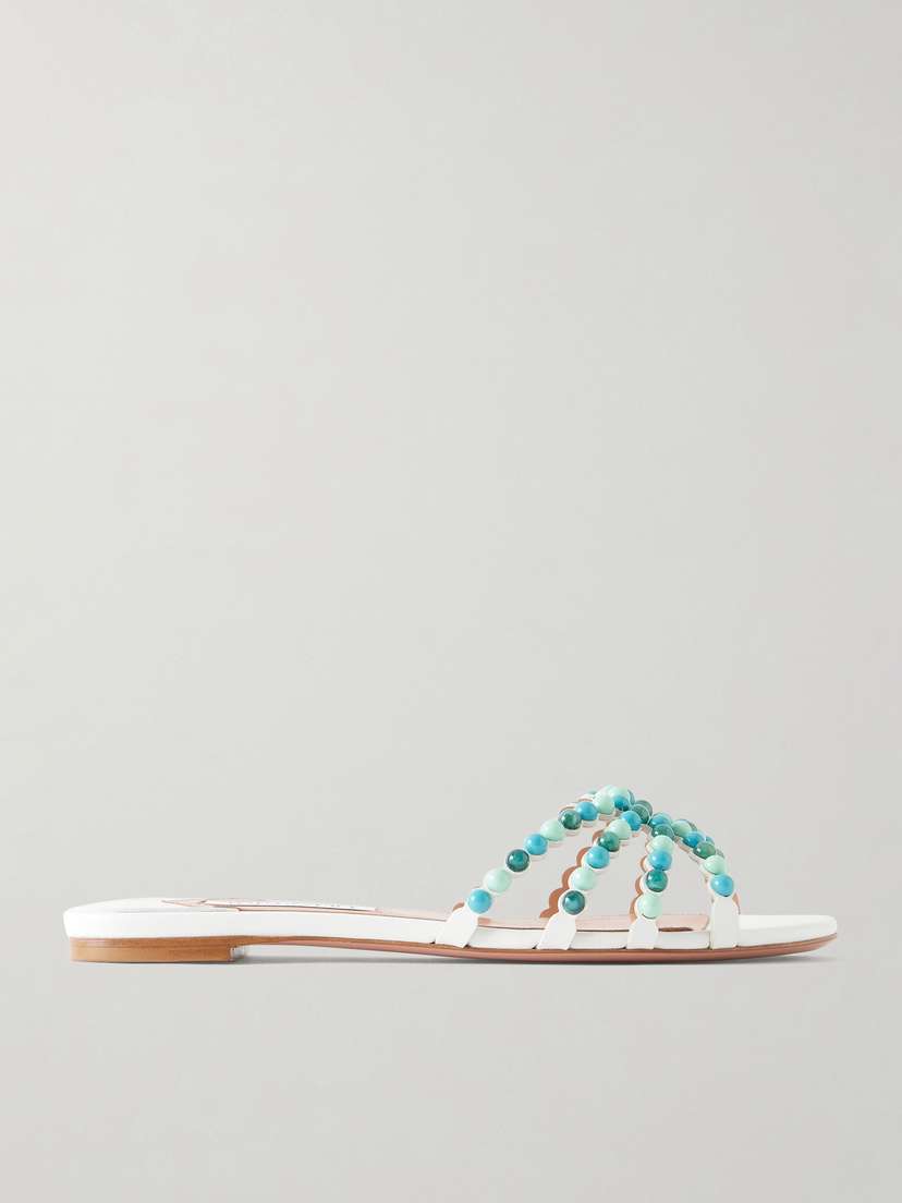 Aquazzura Gemma Embellished Leather Sandals