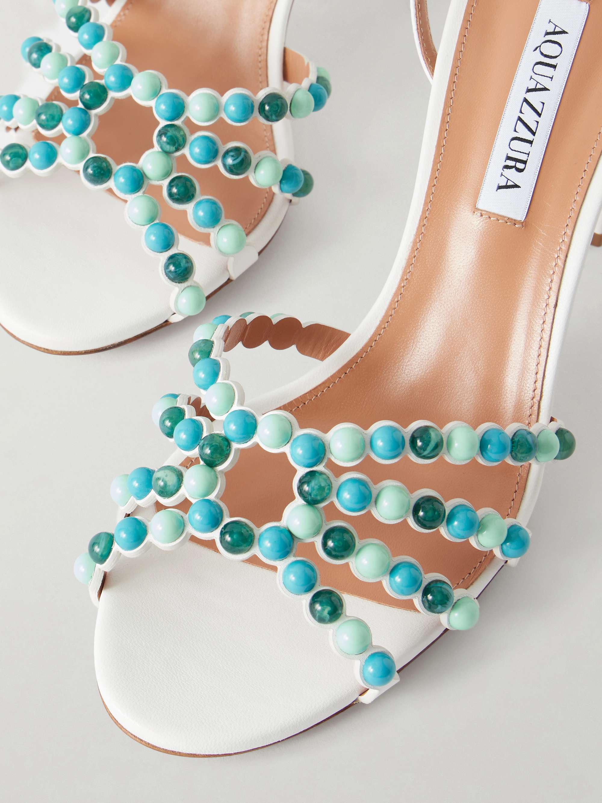 AQUAZZURA Gemma 85 embellished leather sandals | NET-A-PORTER