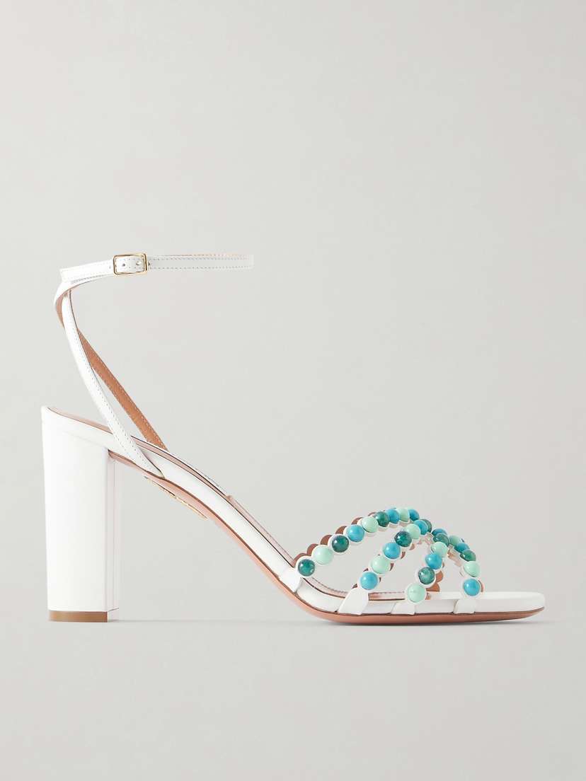 Aquazzura Gemma 85 Embellished Leather Sandals