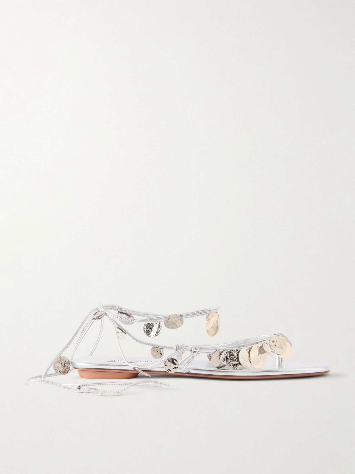 florin embellished leather thong sandals