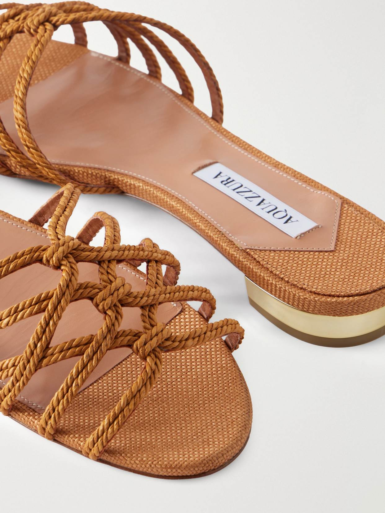 Luna Raffia-Trimmed Cord Slides