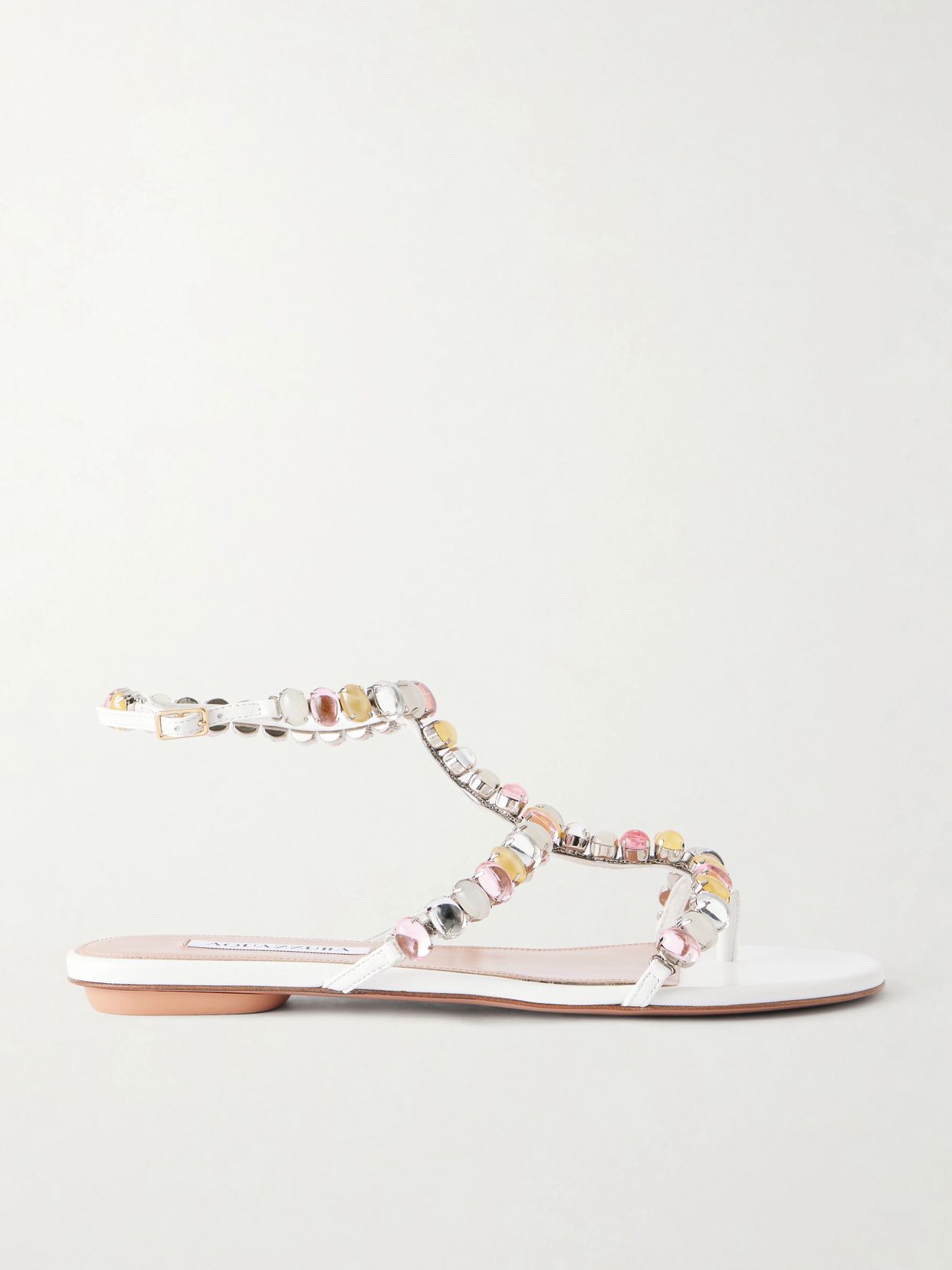 mystic stone embellished leather sandals