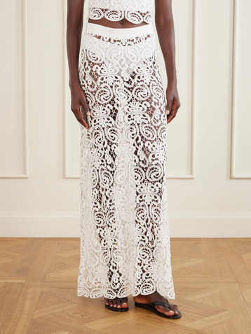Miguelina Viviana guipure lace-trimmed cotton maxi skirt