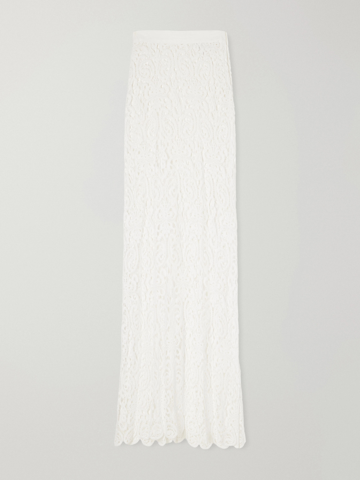 Miguelina Viviana Guipure Lace-trimmed Cotton Maxi Skirt In White