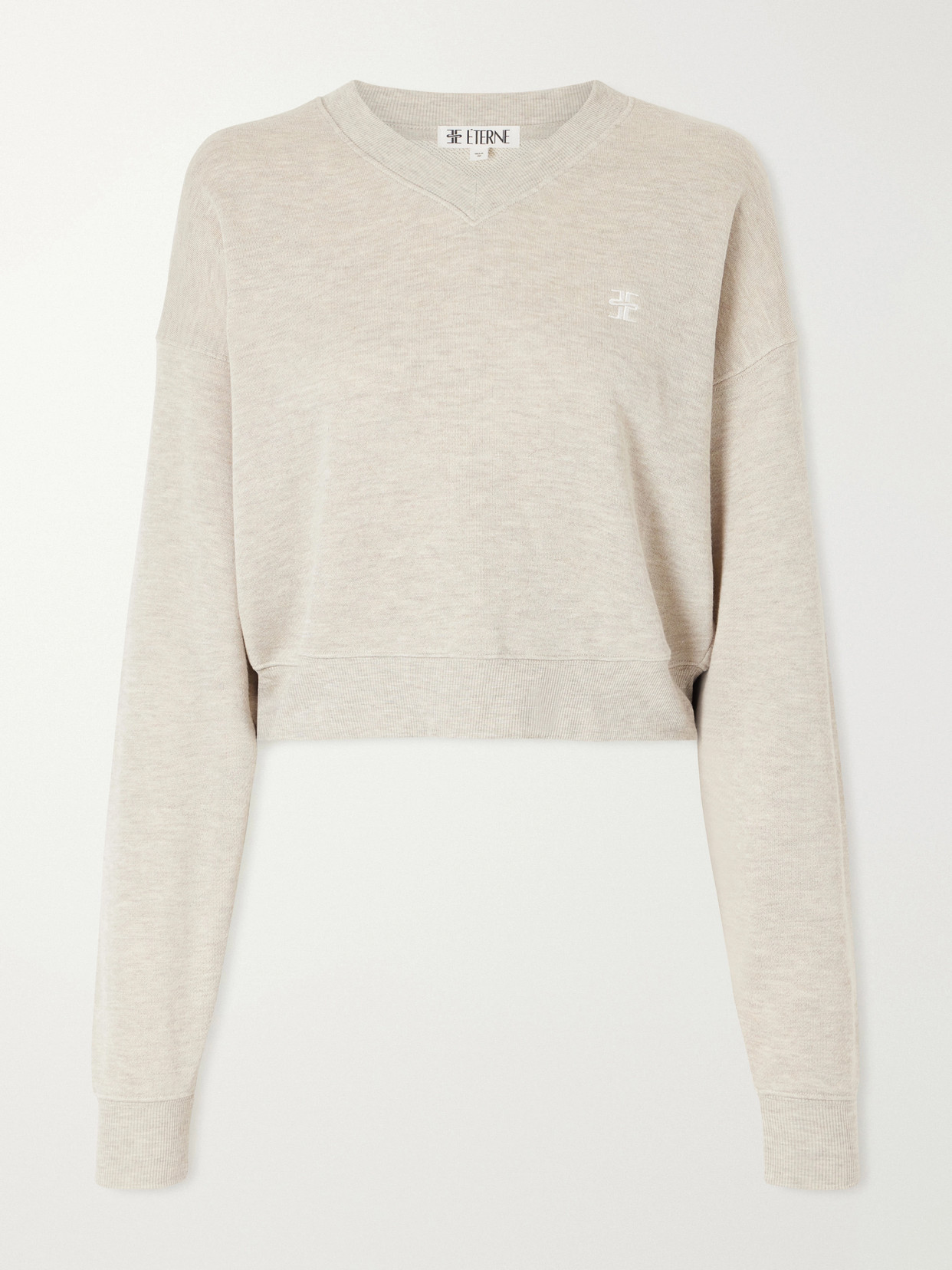 Éterne Cropped Cotton-blend Jersey Sweatshirt In Neutral