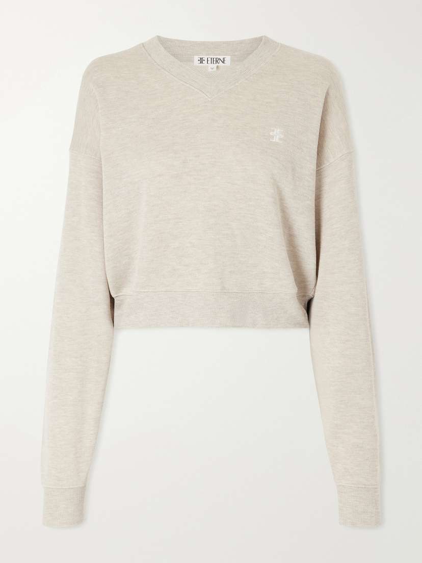 ÉTERNE Cropped Cotton-blend Jersey Sweatshirt