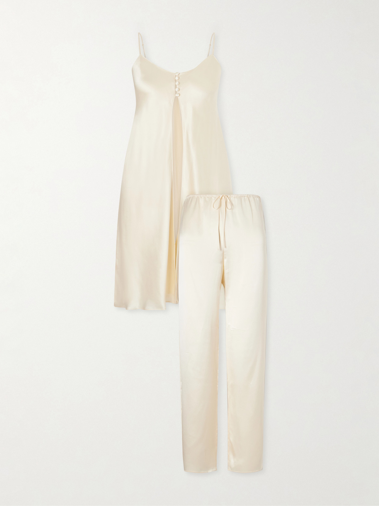 Olivia Von Halle Elvira Silk-satin Pajama Set In White