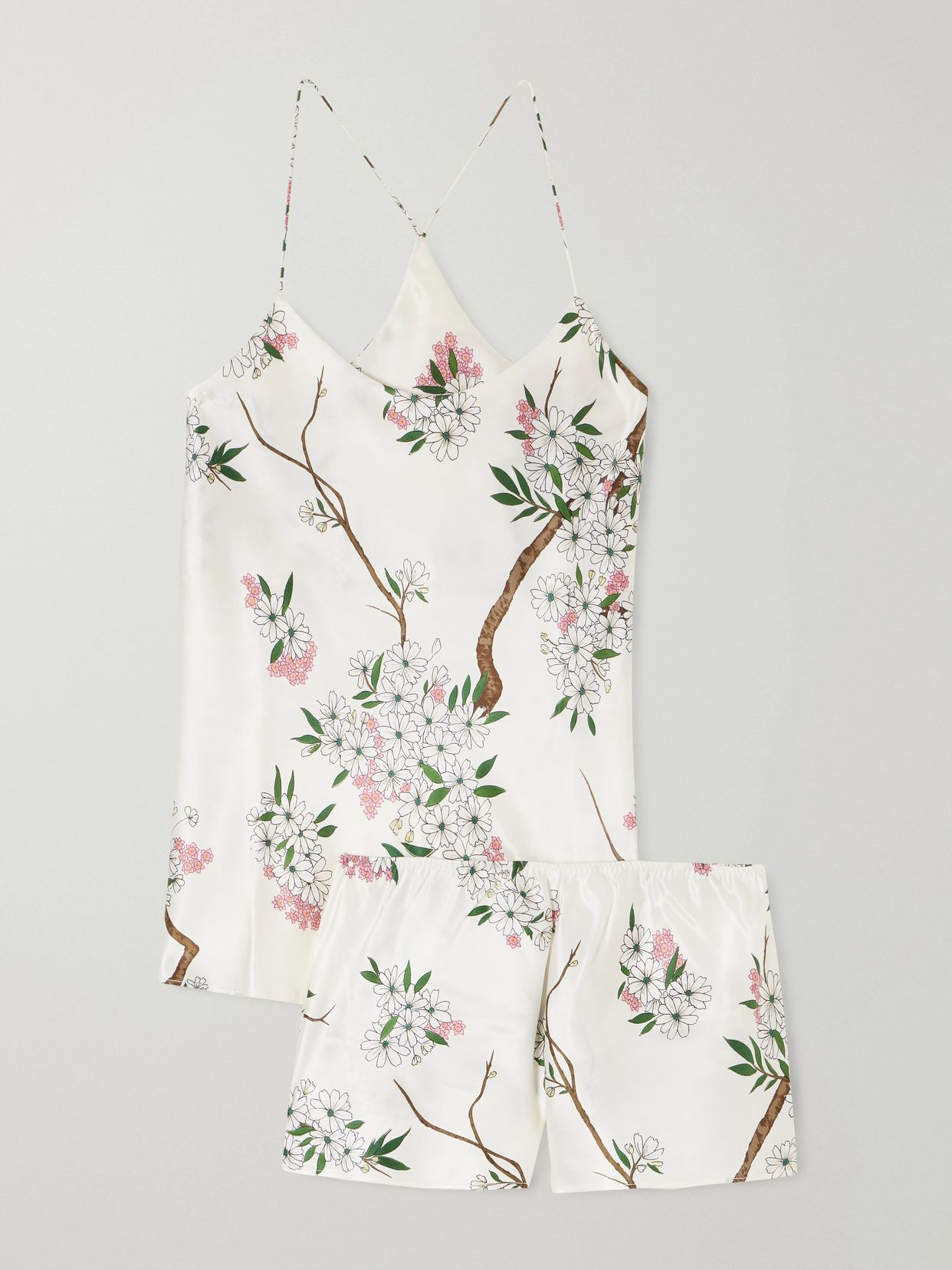 Bella floral-print silk-satin pajama set