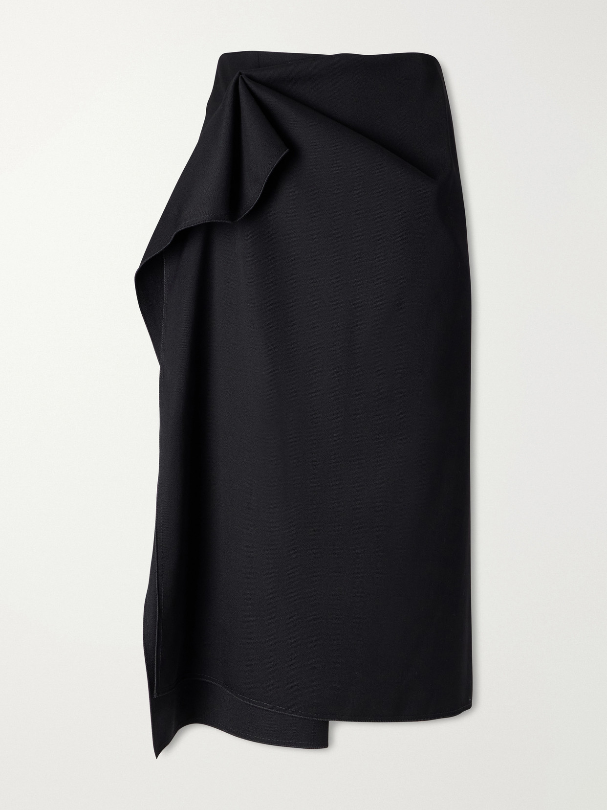 Lanvin Asymmetric Wool Midi Skirt In Black