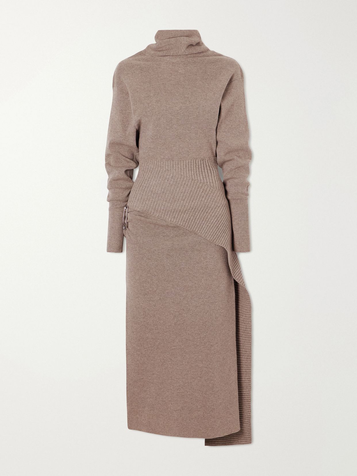 embellished wool blend turtleneck midi dress
