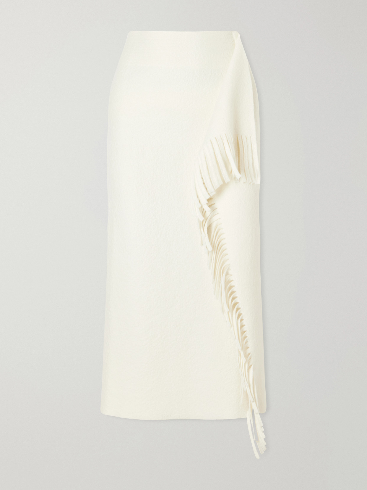 Fringed Wool-Blend Midi