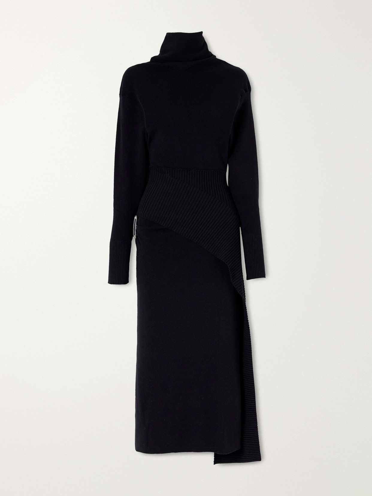 Lanvin Embellished Wool And Cashmere-blend Turtleneck Midi Dress In Black
