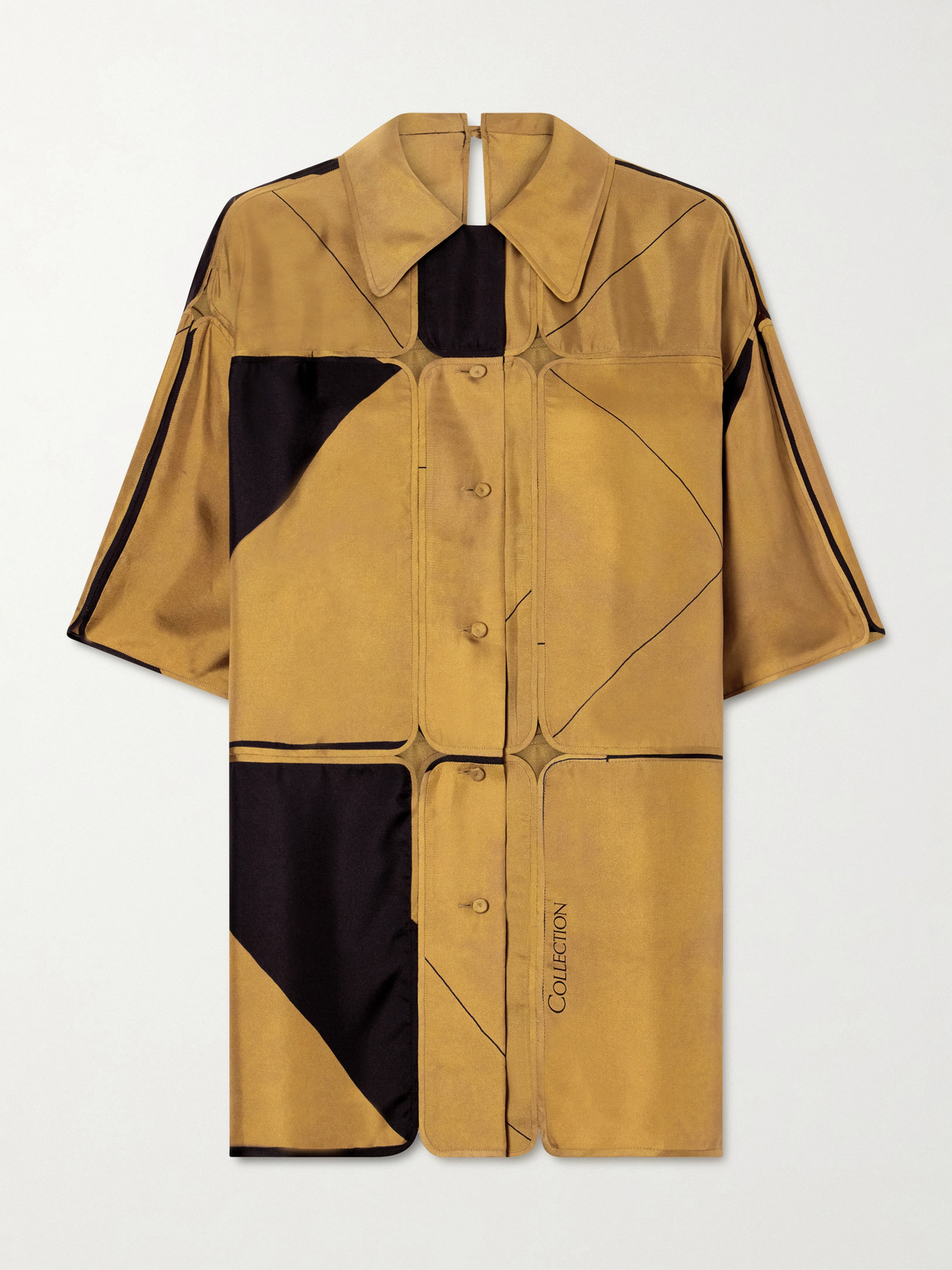 Calvin Klein Collection Elowen Patchwork Silk-twill Shirt In Brown