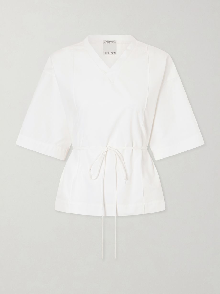 Lynn cotton-poplin wrap blouse