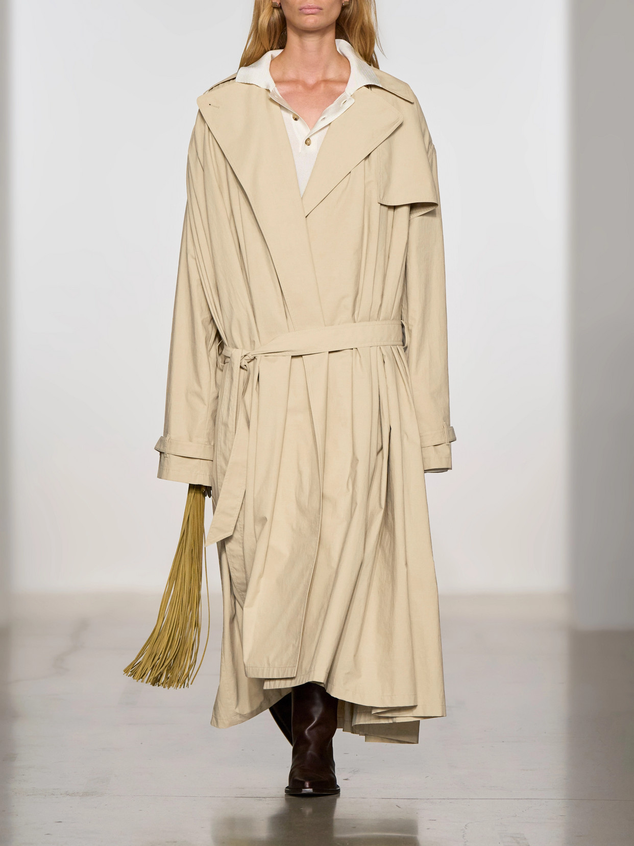Collection - Mireille Ruched Cotton-Gabardine Trench Coat