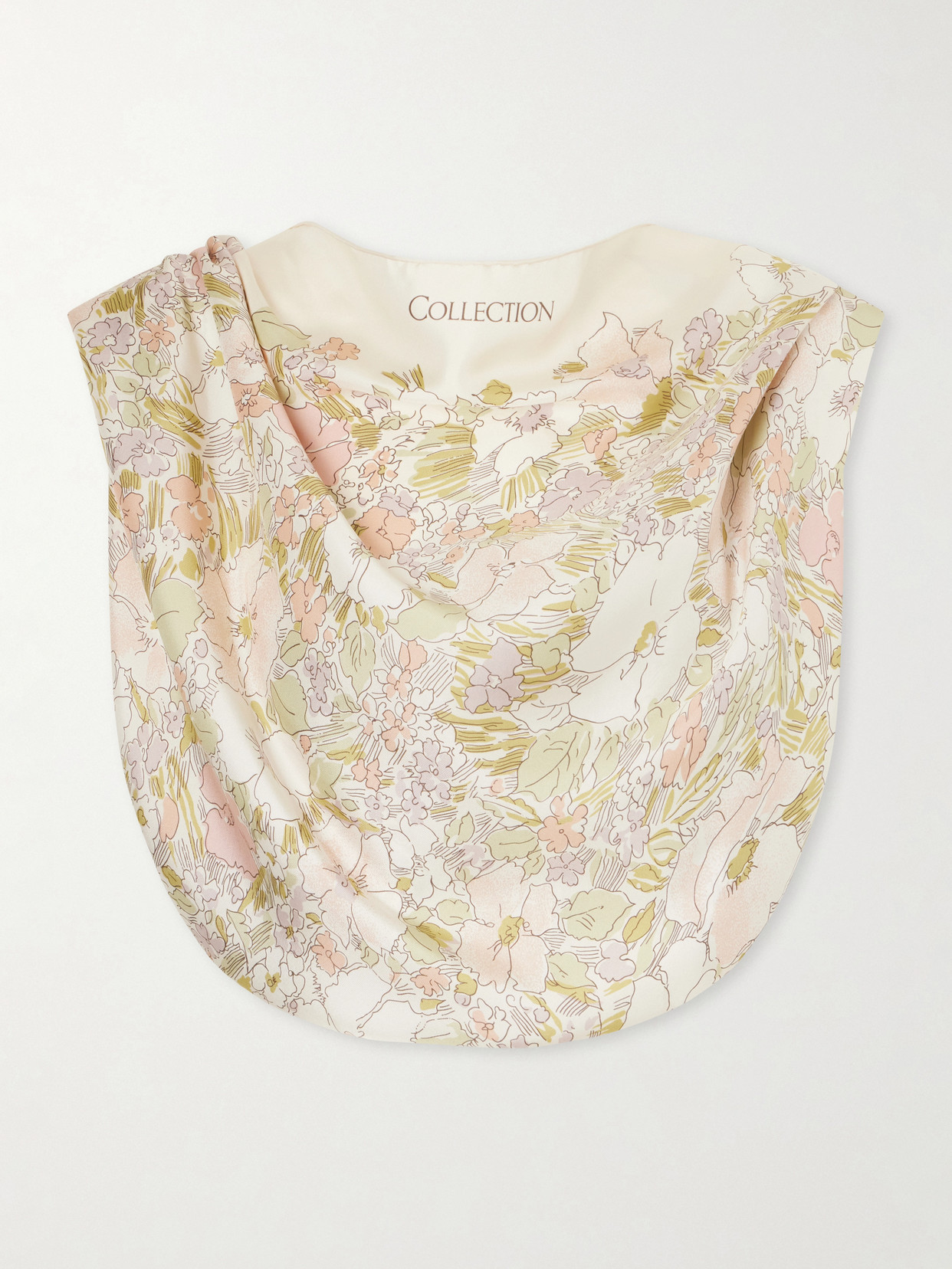 Calvin Klein Collection Floral-print Silk Cropped Tank In Neutral