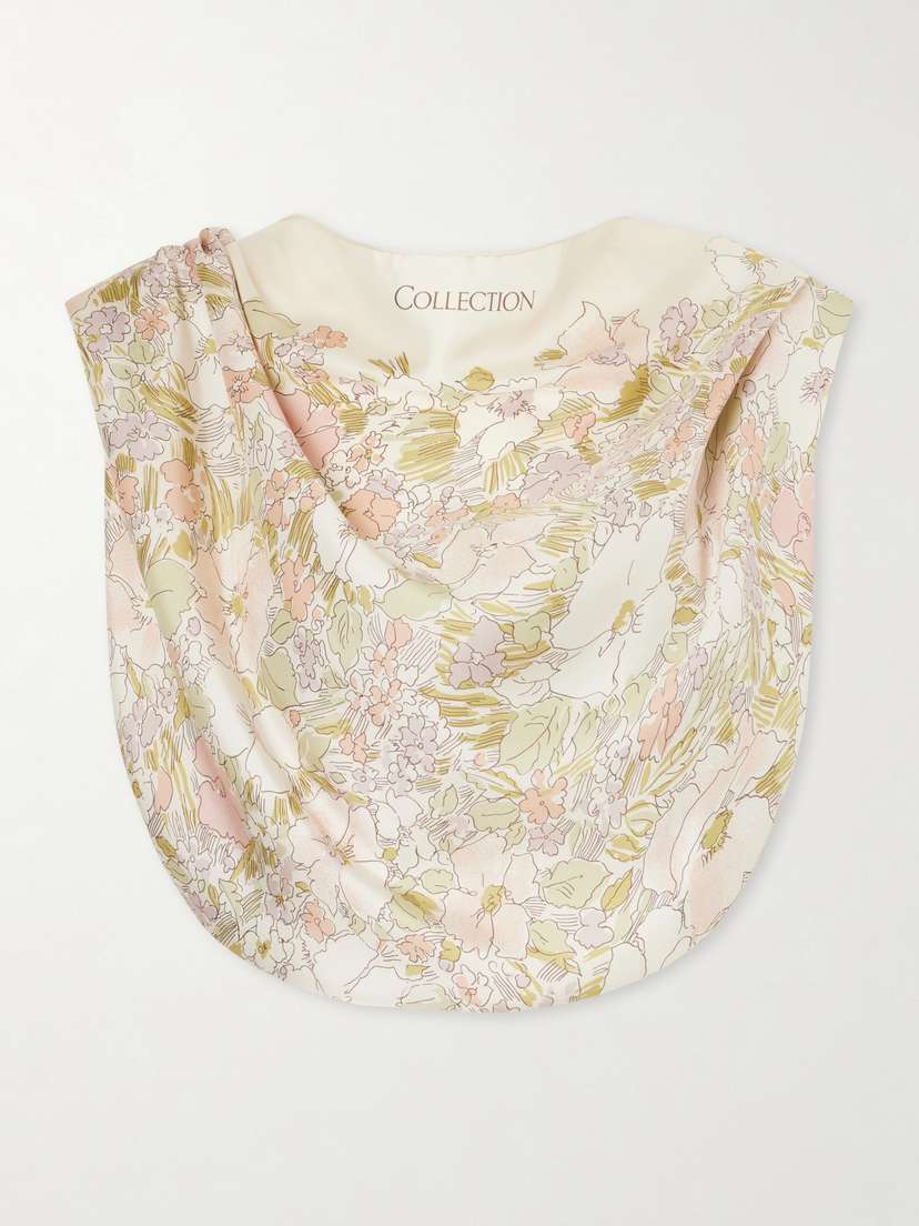Calvin Klein Collection Floral-print Silk Cropped Tank