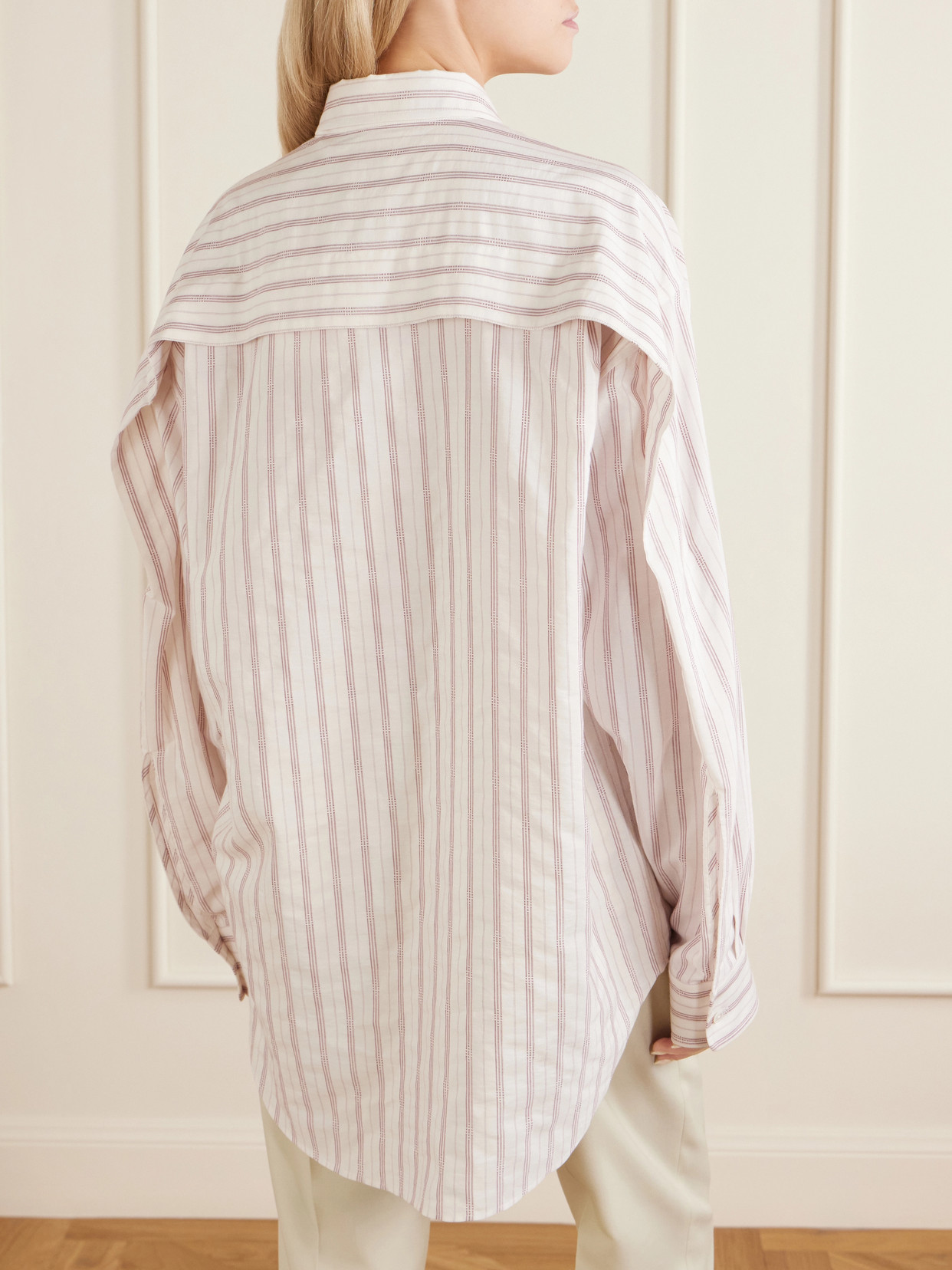 Collection - Amari Pinstriped Cotton And Silk-Blend Shirt