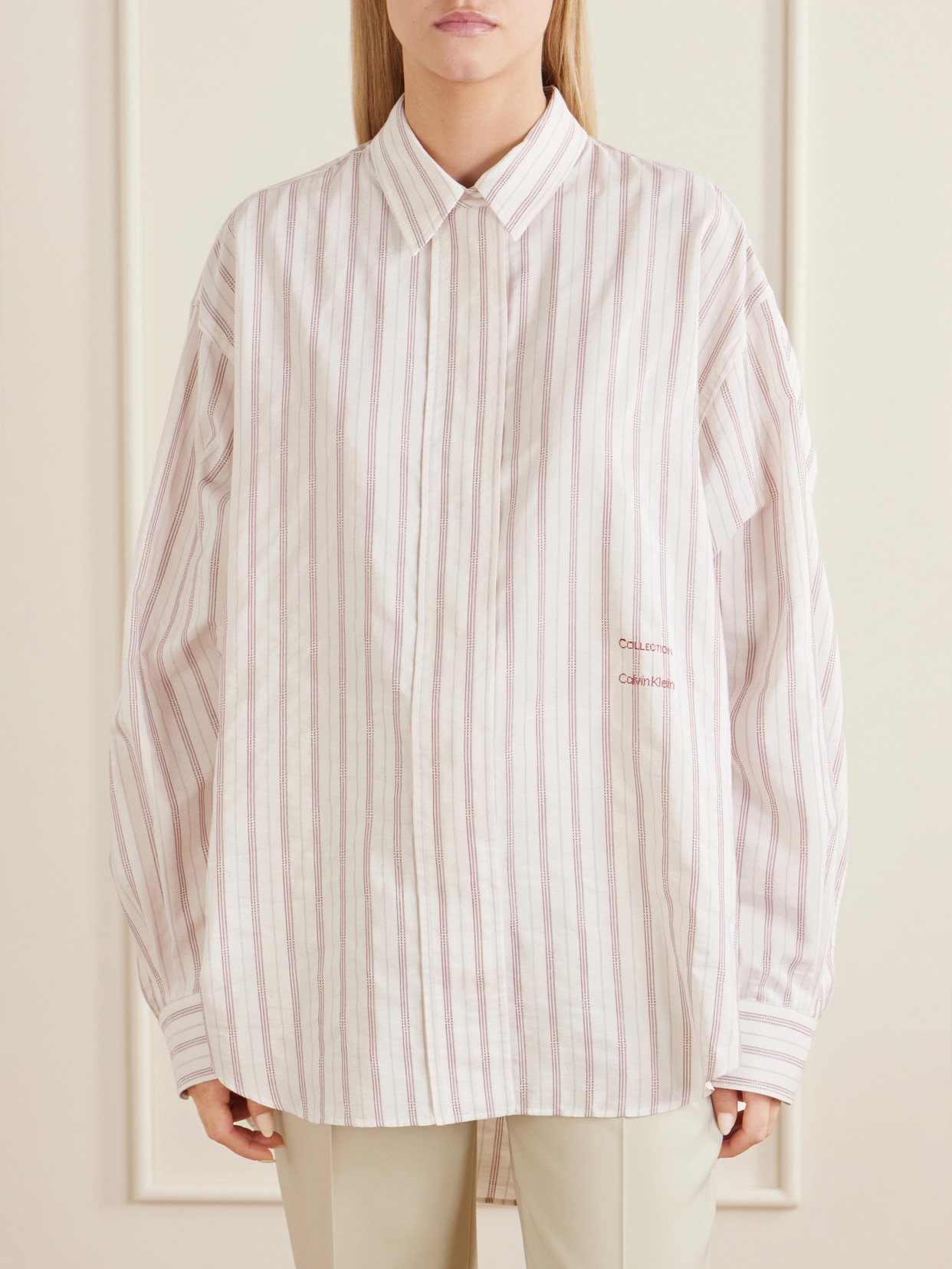 Collection - Amari Pinstriped Cotton And Silk-Blend Shirt