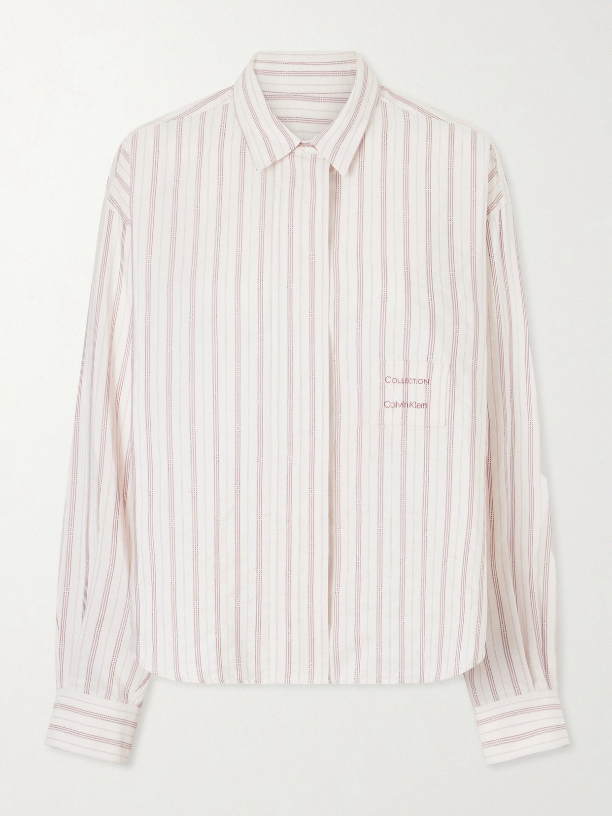 Calvin Klein Collection Amari Pinstriped Cotton And Silk-blend Shirt In Multi