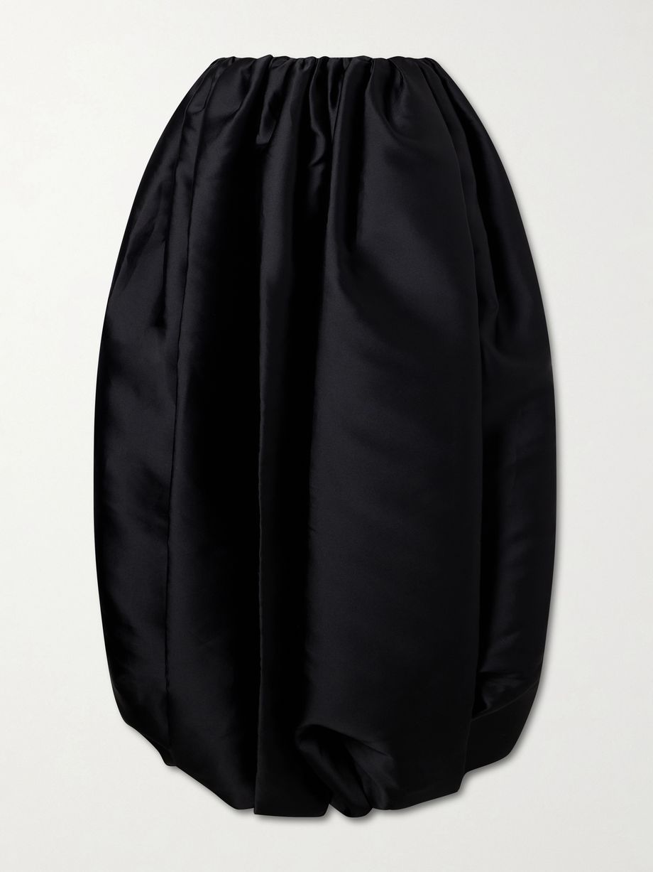 Gathered duchesse satin maxi skirt