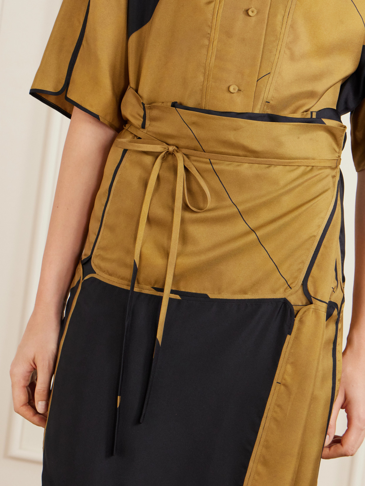 Collection - Hallie Patchwork Silk-Twill Wrap Midi