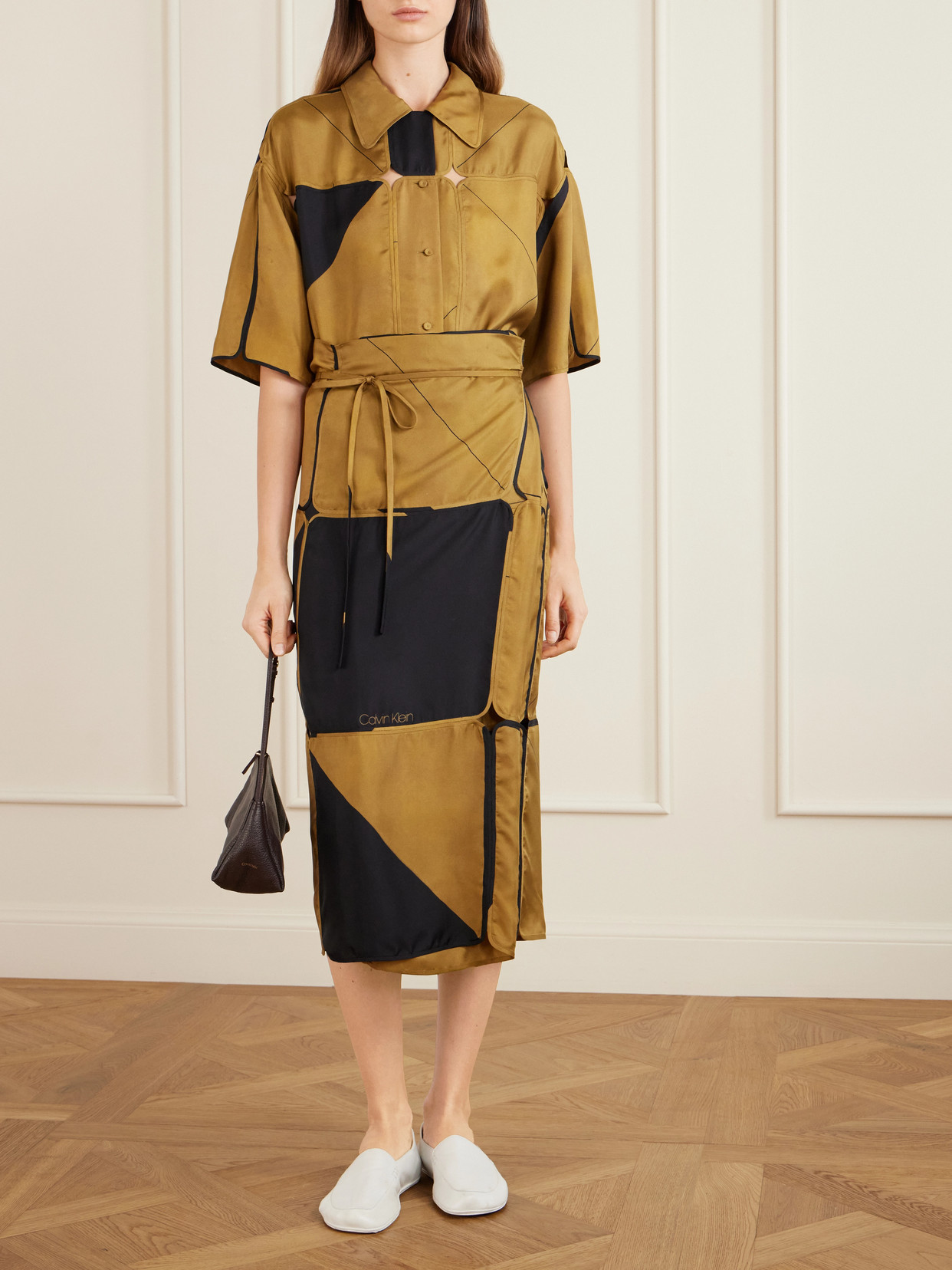 Collection - Hallie Patchwork Silk-Twill Wrap Midi