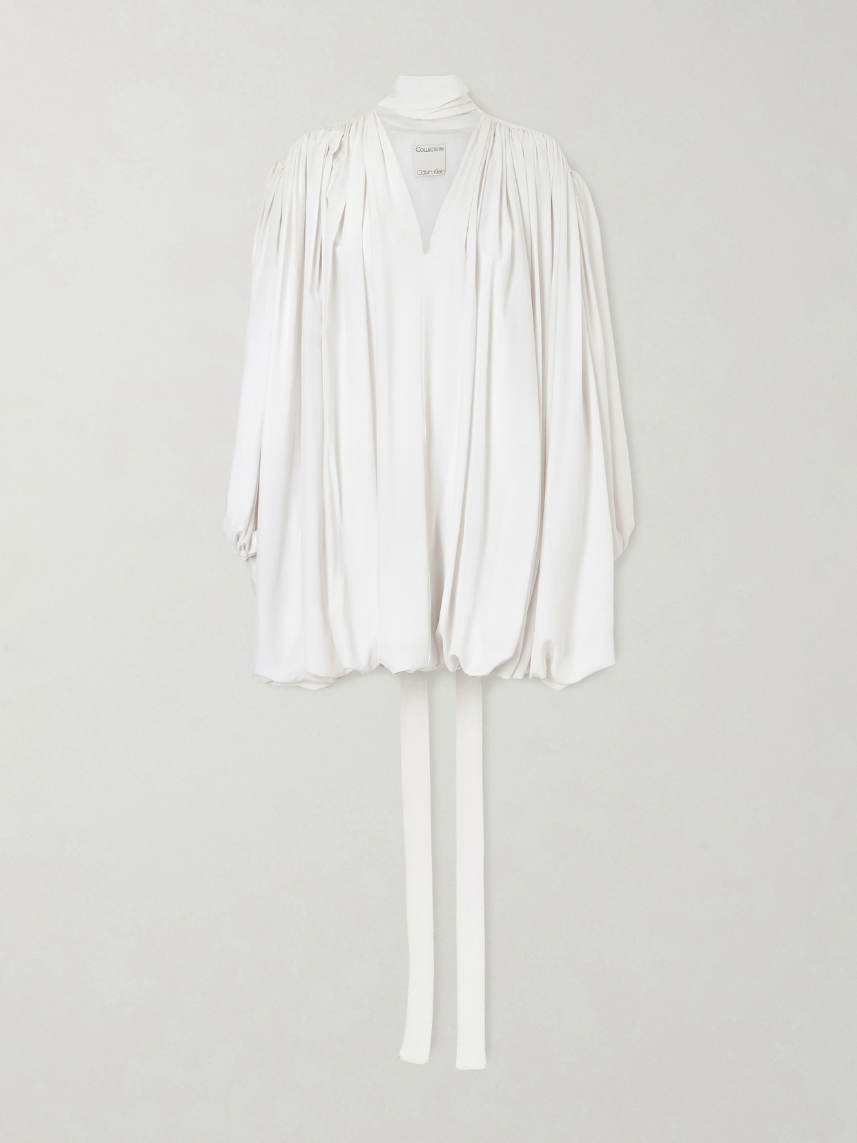 Calvin Klein Collection Allegra Belted Silk Crepe De Chine In White