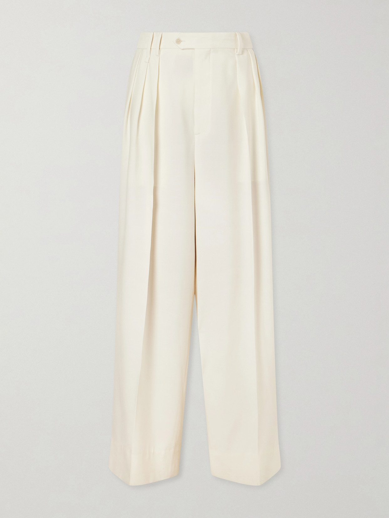 Calvin Klein Collection Alexandra Pleated Grain De Poudre Wool Wide-leg Pants In White