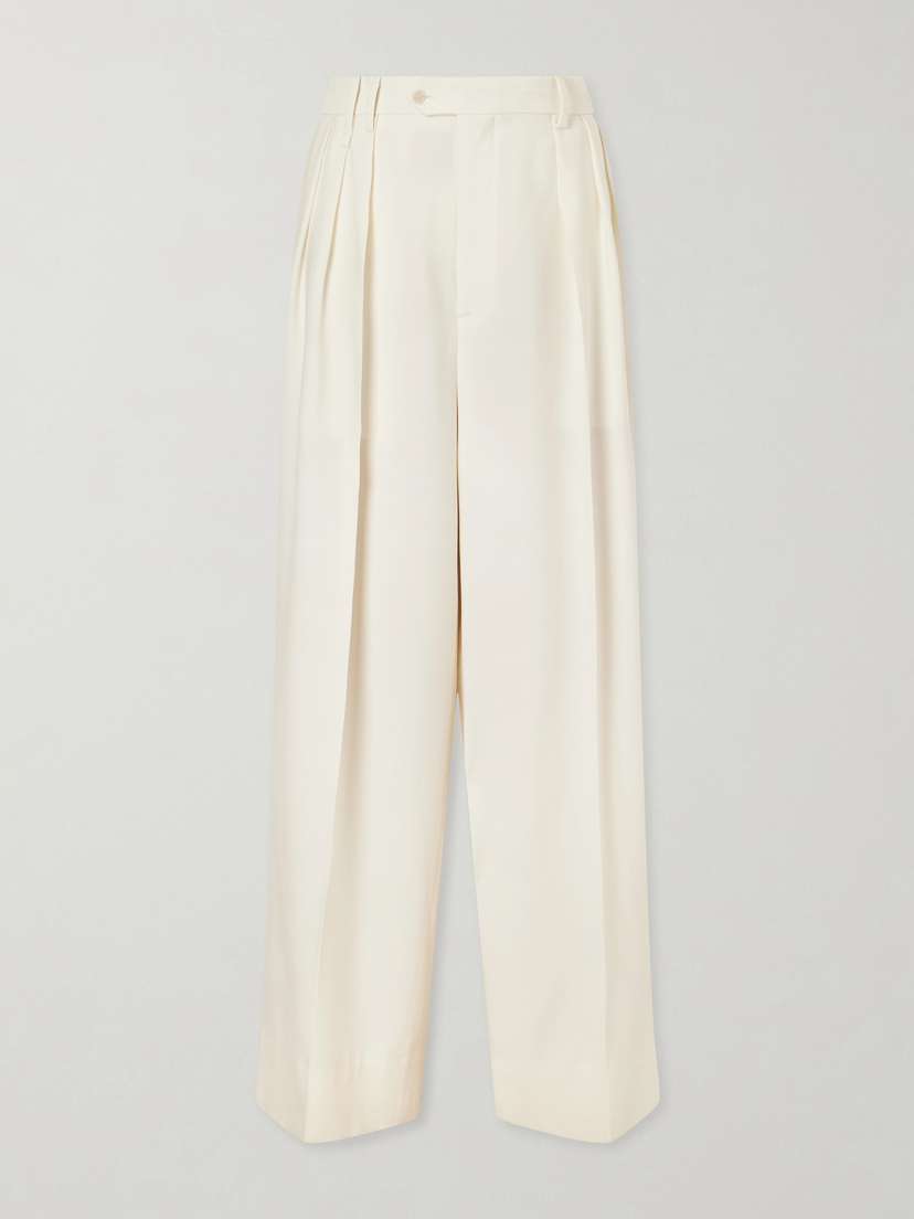 Calvin Klein Collection Alexandra Pleated Grain De Poudre Wool Wide-leg Pants