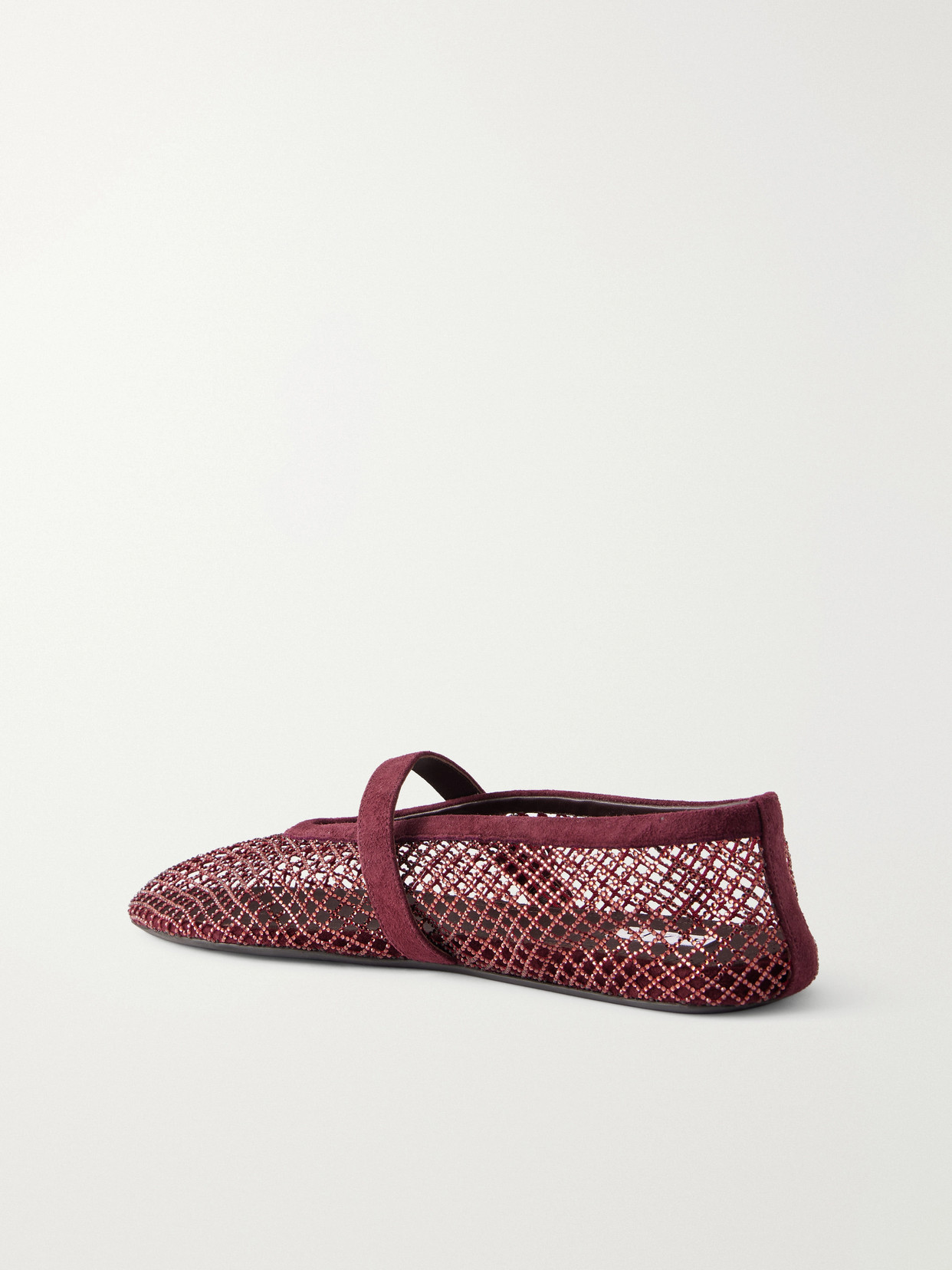 Alaïa Patent Leather-trimmed Mesh Ballet Flats In Brown
