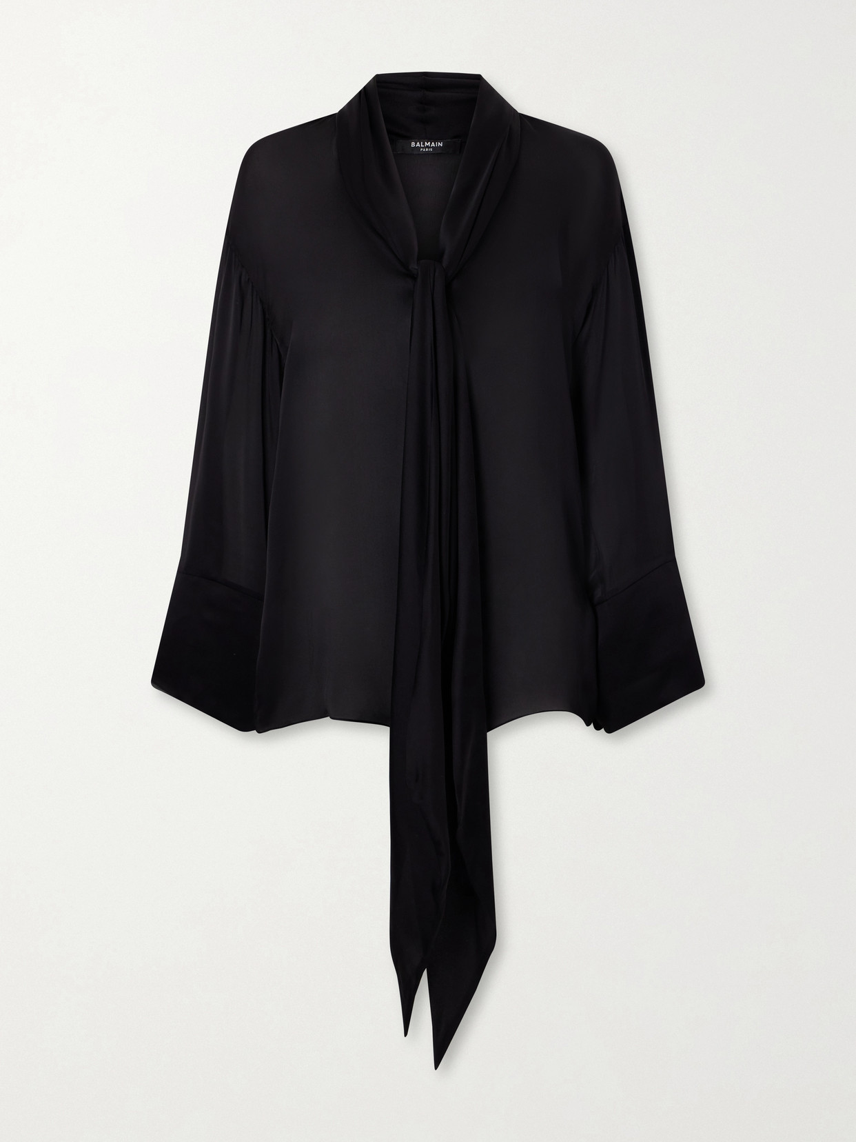 Balmain Knotted Silk Shirt In Black