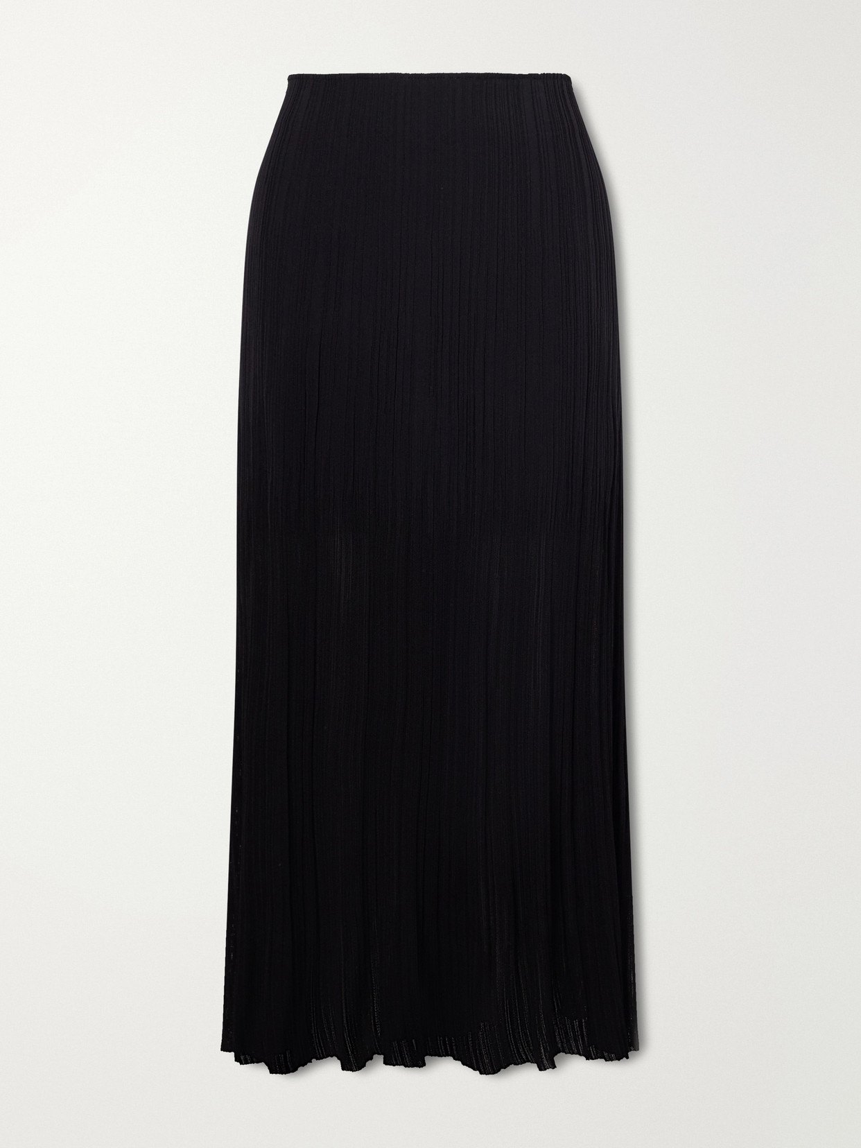 Balmain Plissé-crepe Midi Skirt In Black