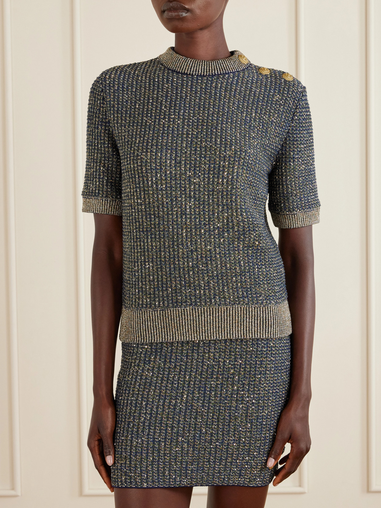 Embellished Tweed Sweater