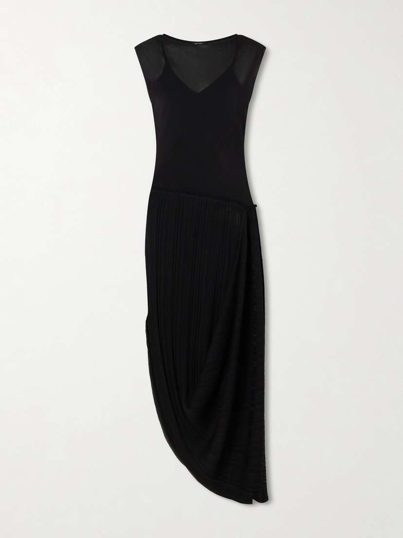 Balmain Draped Mesh-jersey Midi Dress