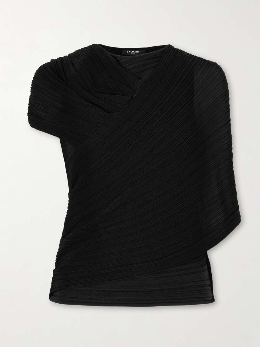 Balmain Draped Ribbed Jersey Blouse | Thumbnail 6 Balmain Draped Ribbed Jersey Blouse | Thumbnail 6