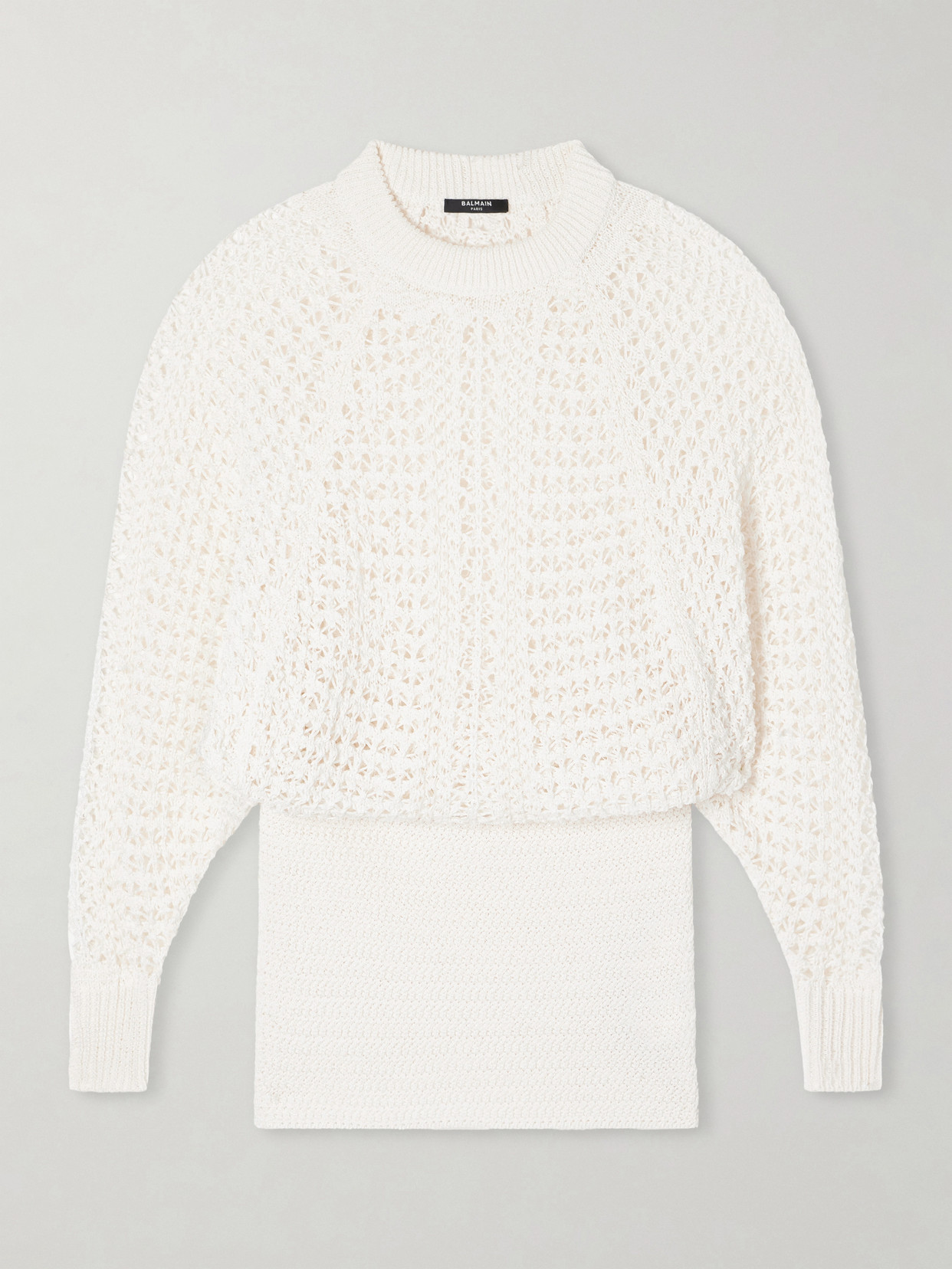 Balmain Crocheted Mini Dress In White